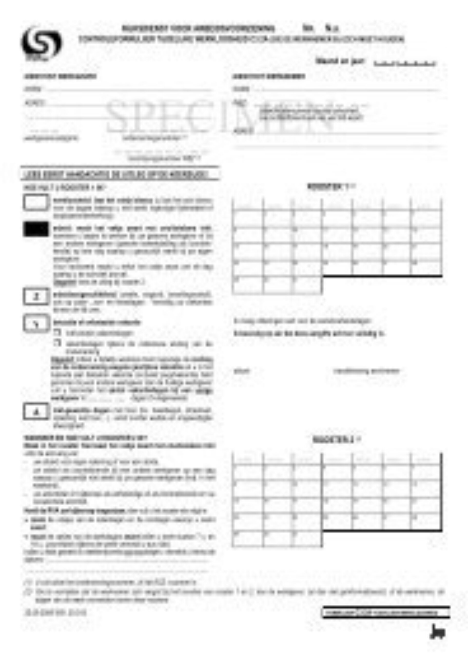 Specimen rijksdienst voor arbeidsvoorziening